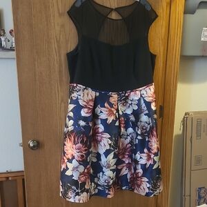 Floral Sleeveless Dress with Black Top